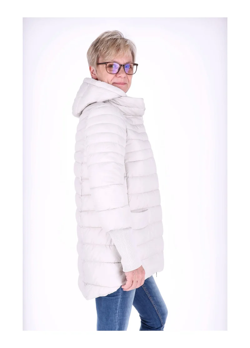 Damen Steppjacke mit Strickbündchen in Weiß