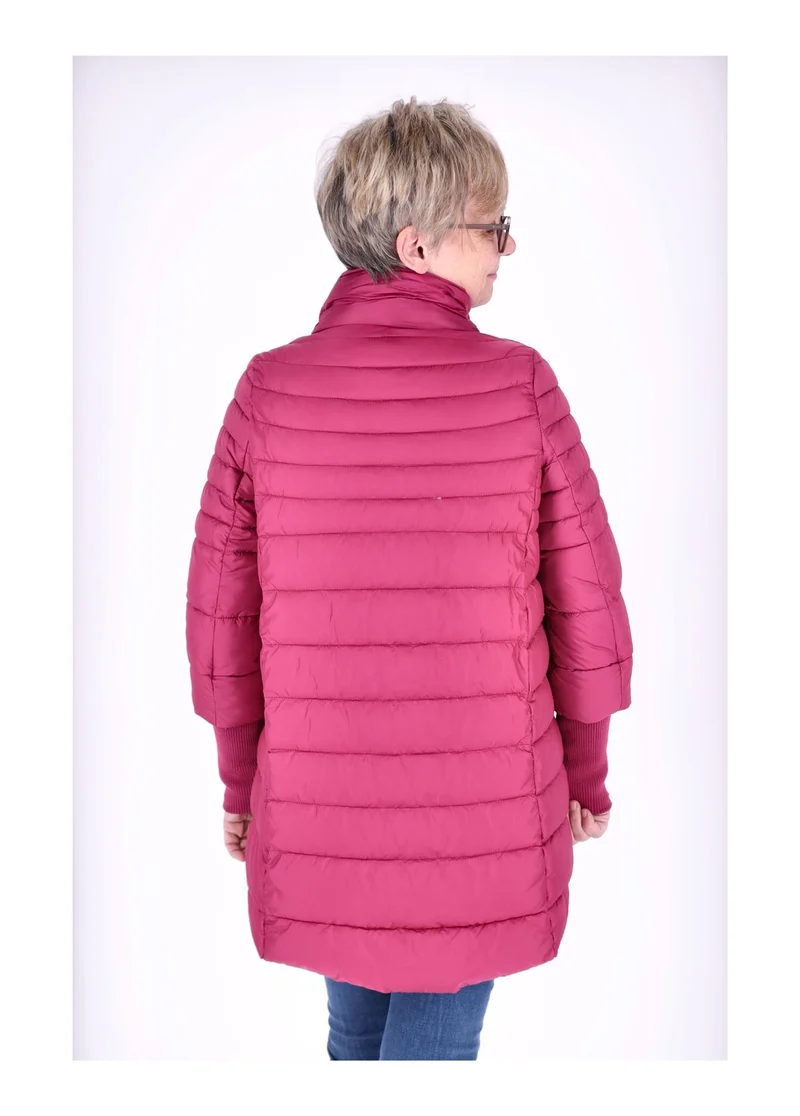 Damen Steppjacke mit Strickbündchen in Pink