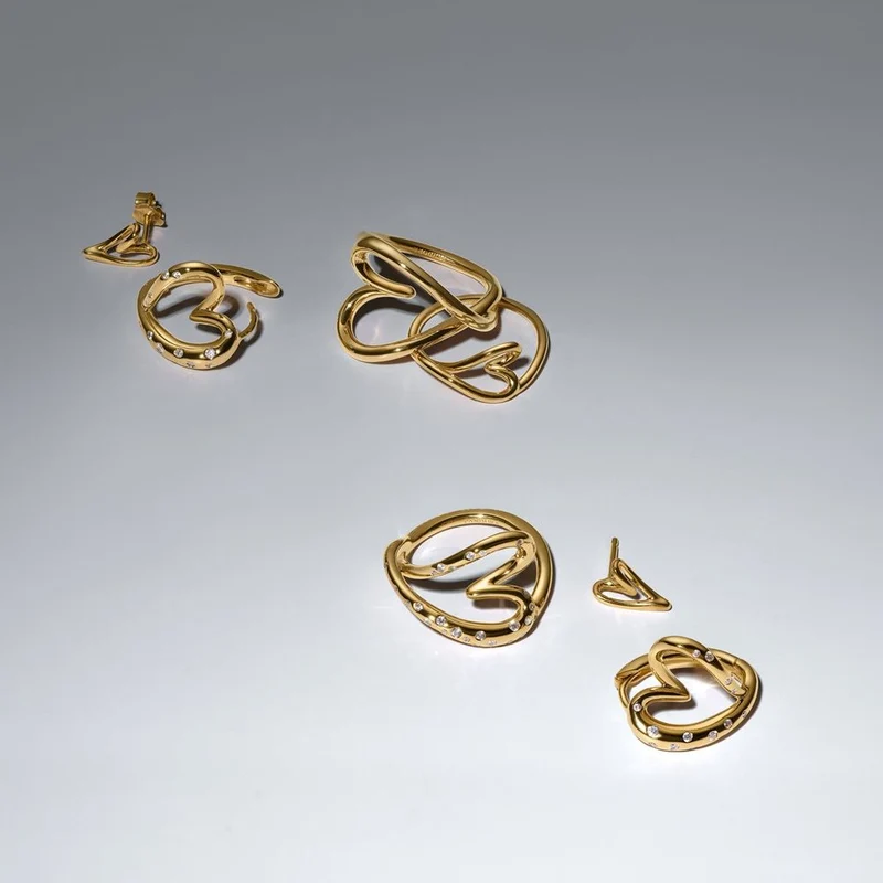 Pandora Essence Vergoldeter Organisch Geformter Stone-Set Herzring 164675C01