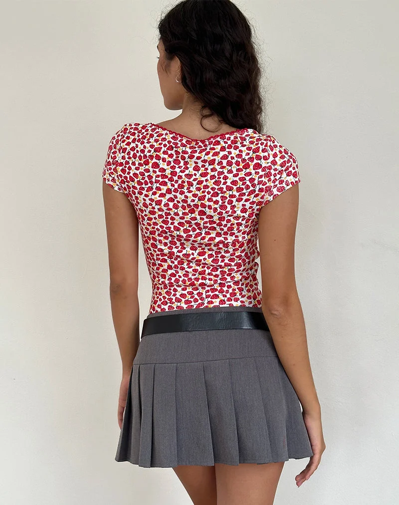Grodi Fitted Top in Erdbeere 2023 Druck