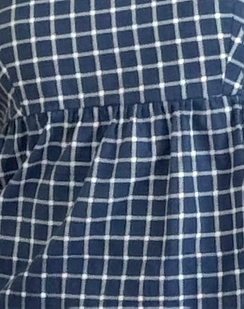 Jeju Top aus Tartan-Popeline in Marineblau