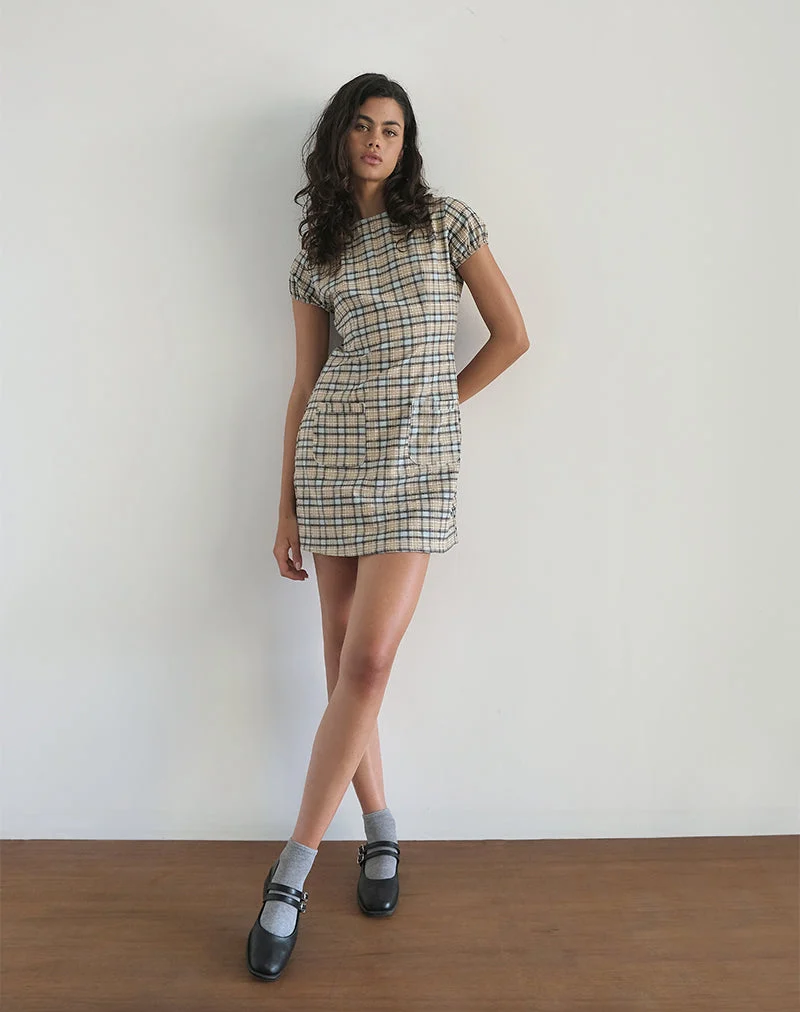 Gingka Minikleid in Pastellblau Tartan