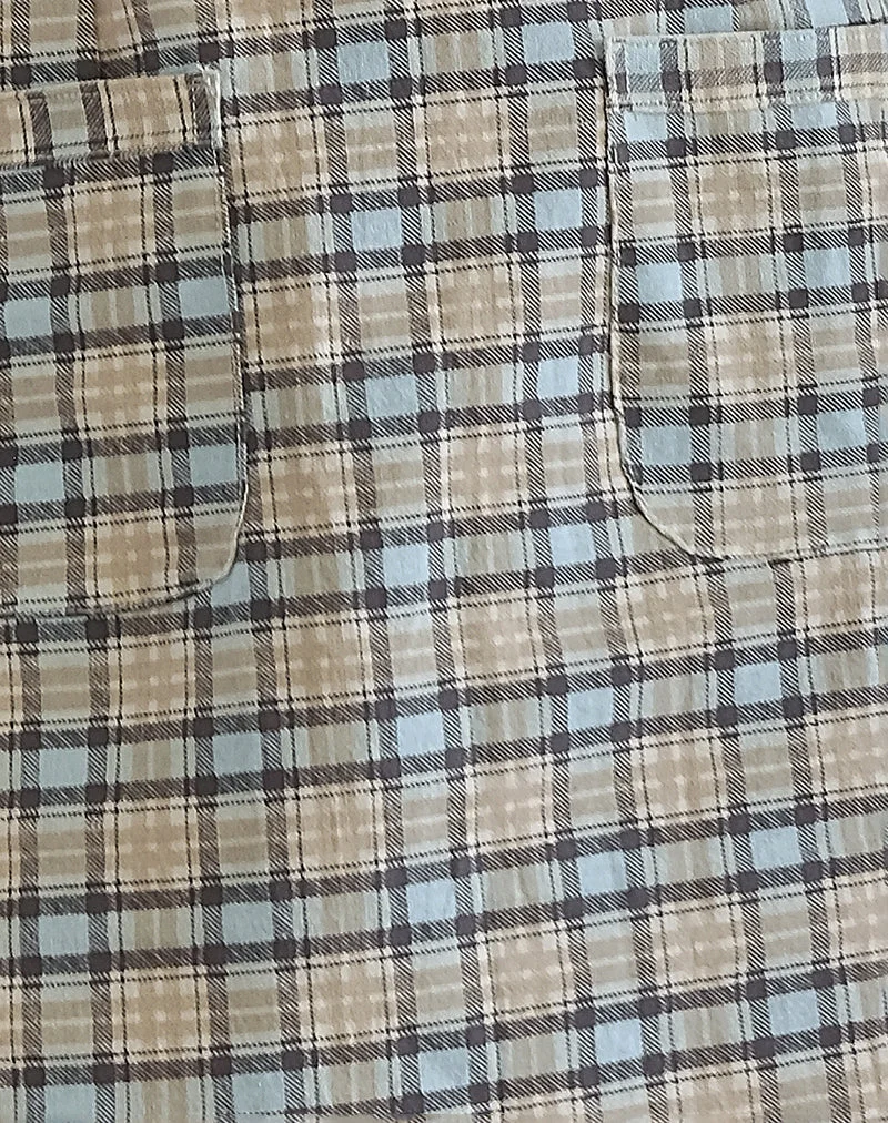Gingka Minikleid in Pastellblau Tartan