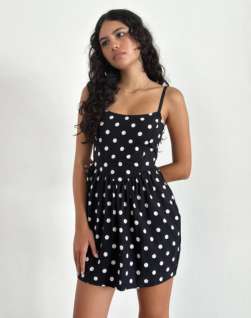 Ramana Minikleid in 80s Polka Schwarz