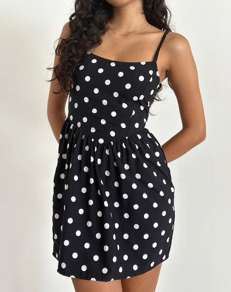 Ramana Minikleid in 80s Polka Schwarz