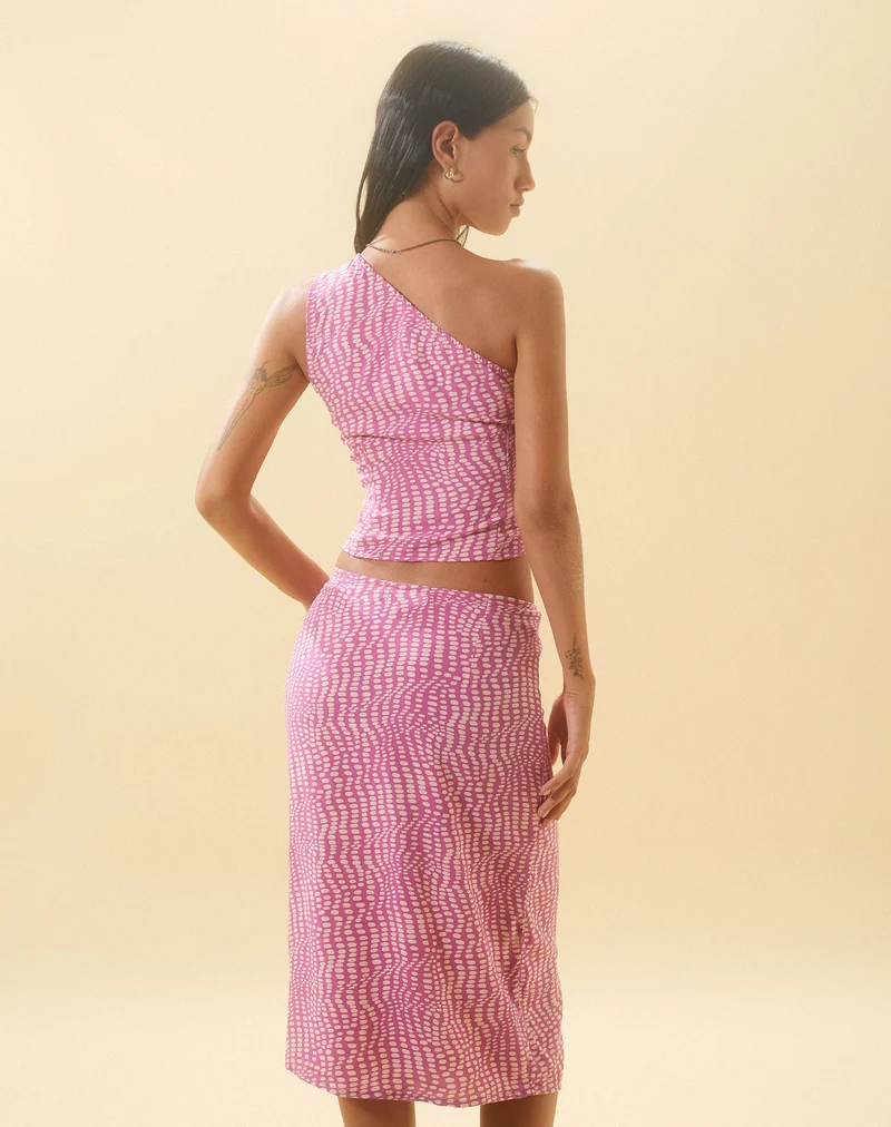 Bayan One Shoulder Top in gewelltem Polka Lila