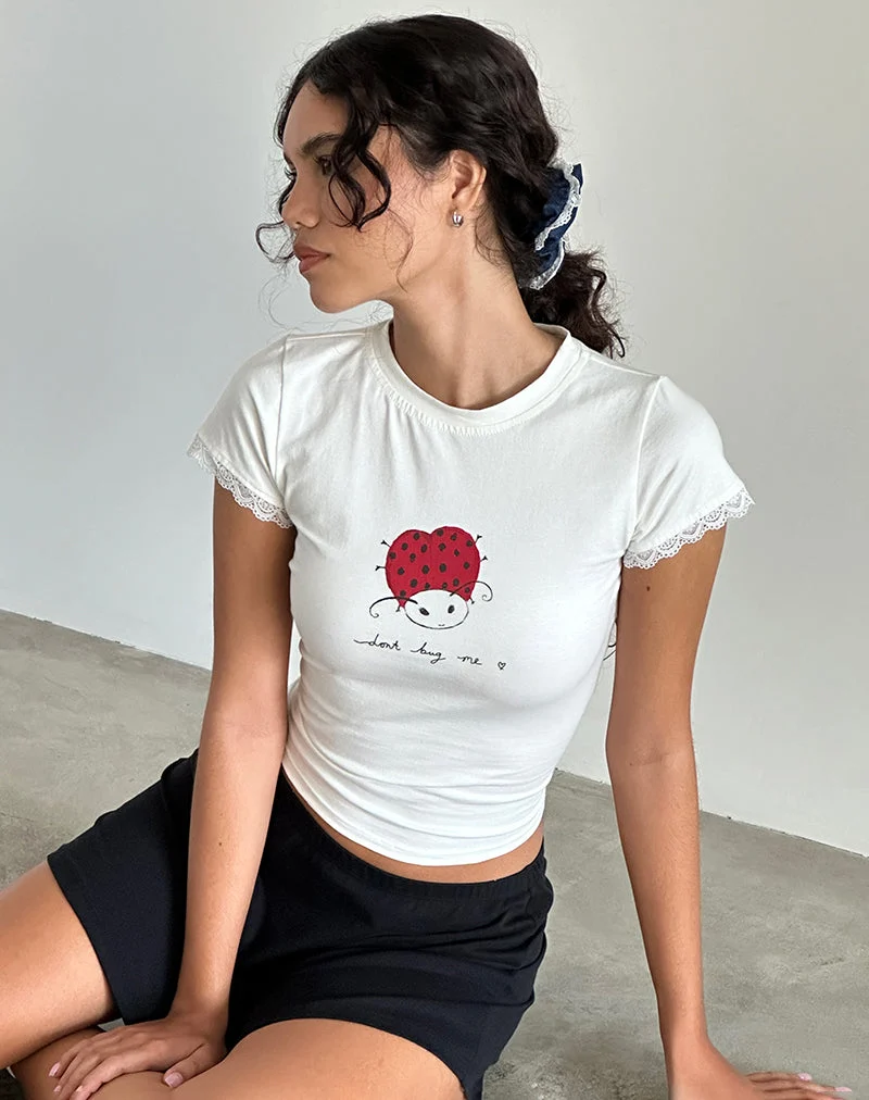 Izzy Baby Tee in Off White 'Dont Bug Me'