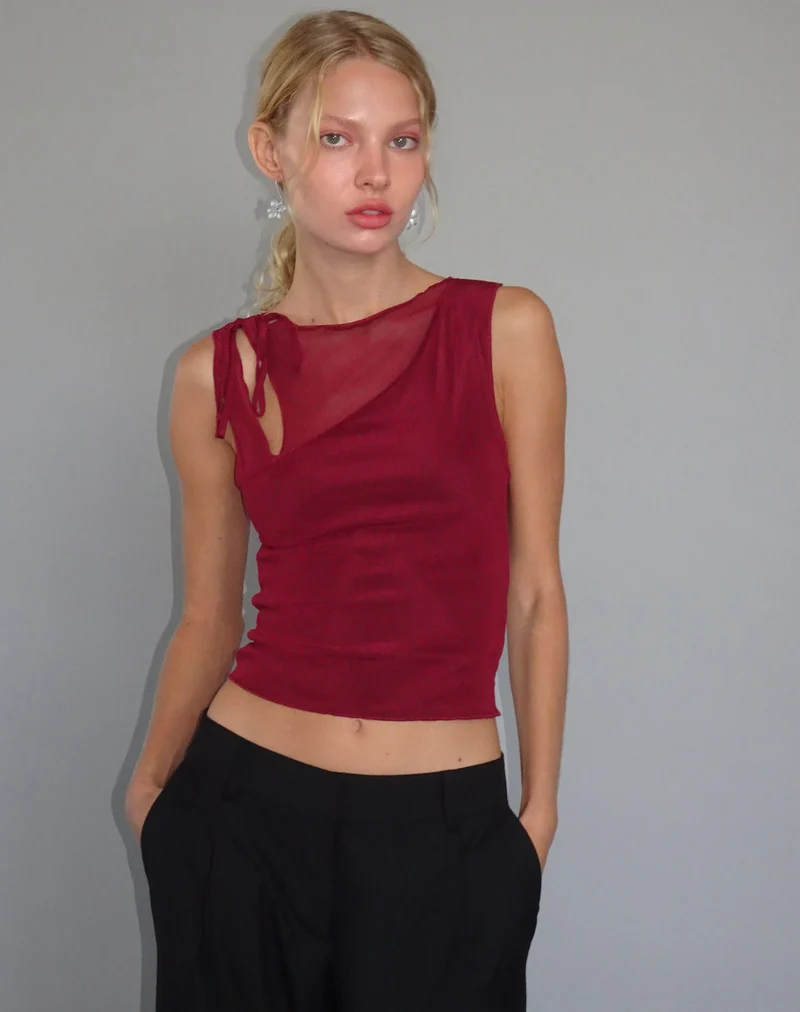 Moni Weste aus Mesh Maroon