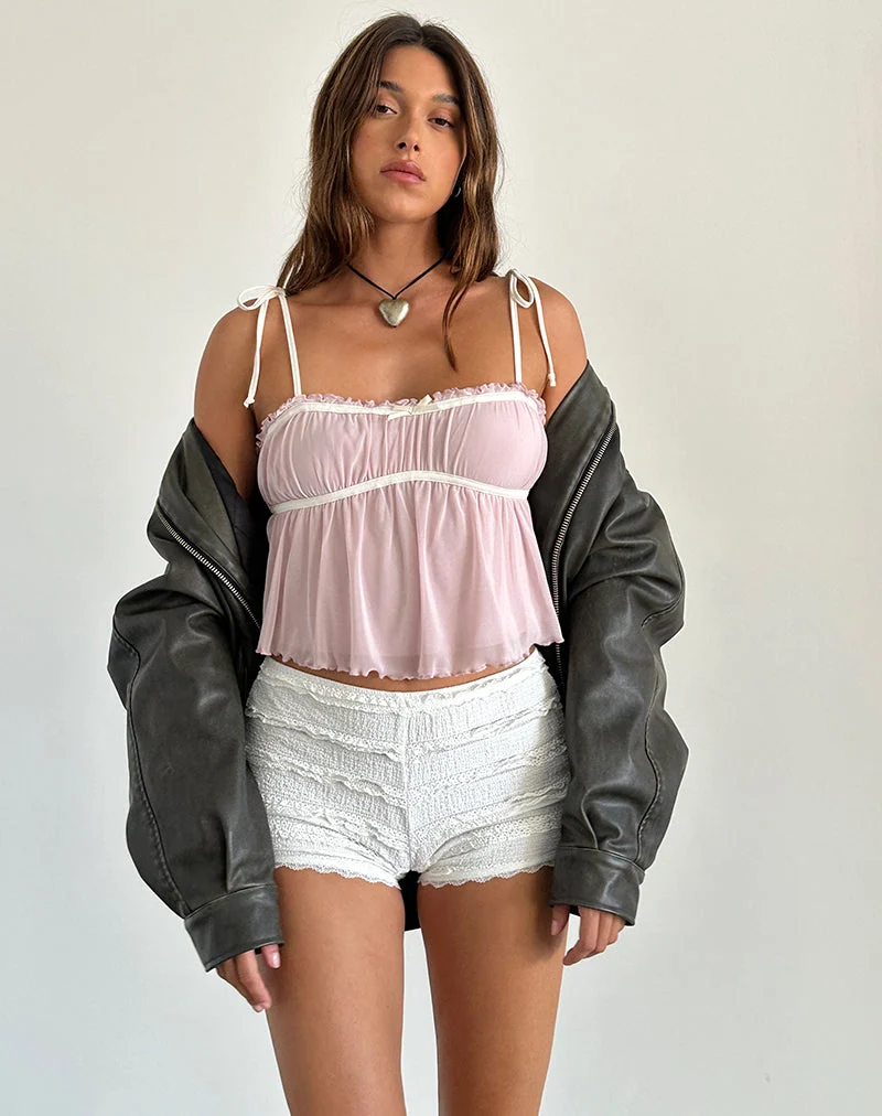 Damaris Cami Top in Rosa mit elfenbeinfarbener Bindung