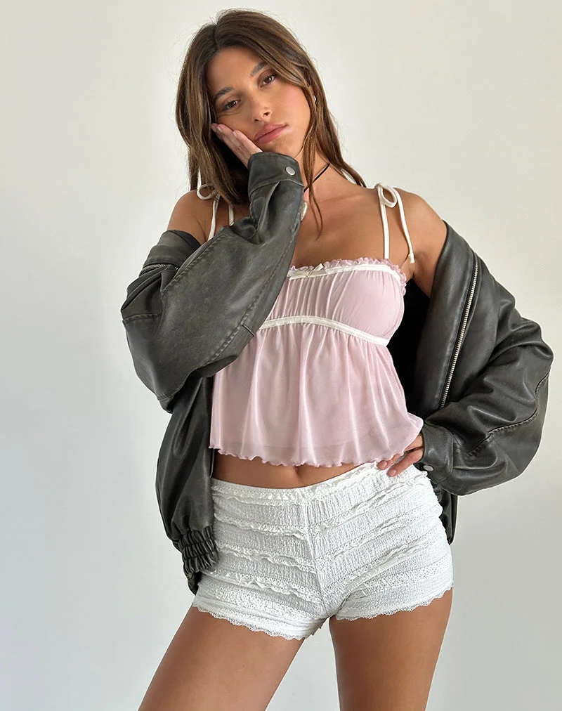 Damaris Cami Top in Rosa mit elfenbeinfarbener Bindung