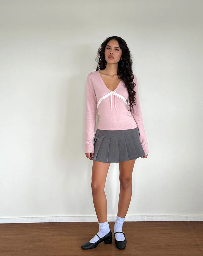 Tirzah gebürstetes Stricktop in Rosa