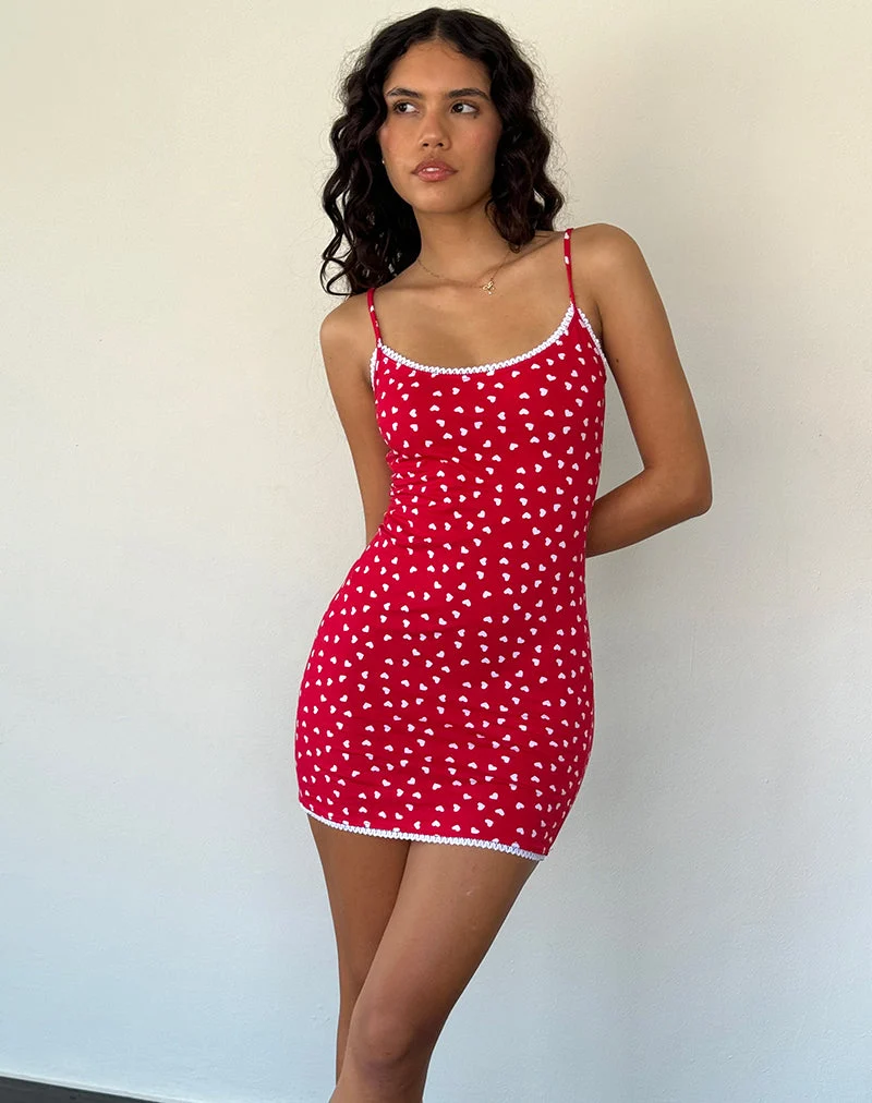 Riniki Bodycon-Minikleid in Herzrot