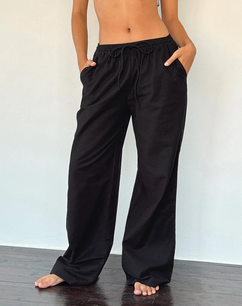 Wasic Hose mit weitem Bein in Schwarz