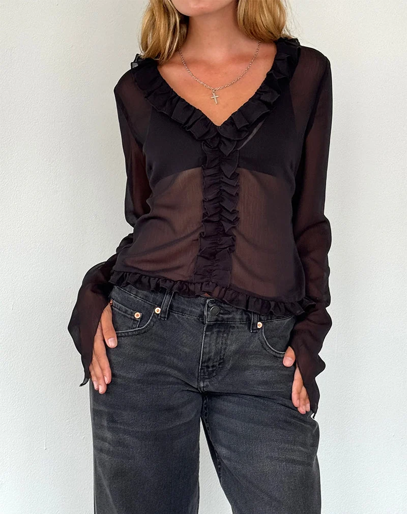 Adriana Rüschentop aus Chiffon Schwarz