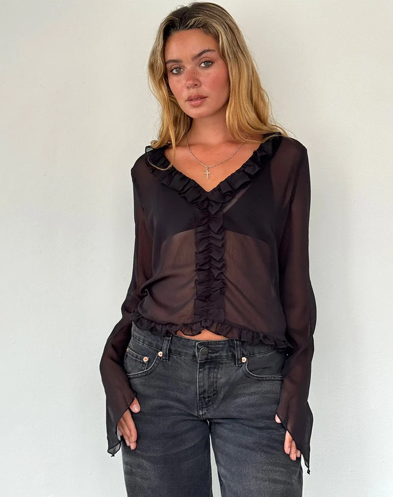 Adriana Rüschentop aus Chiffon Schwarz