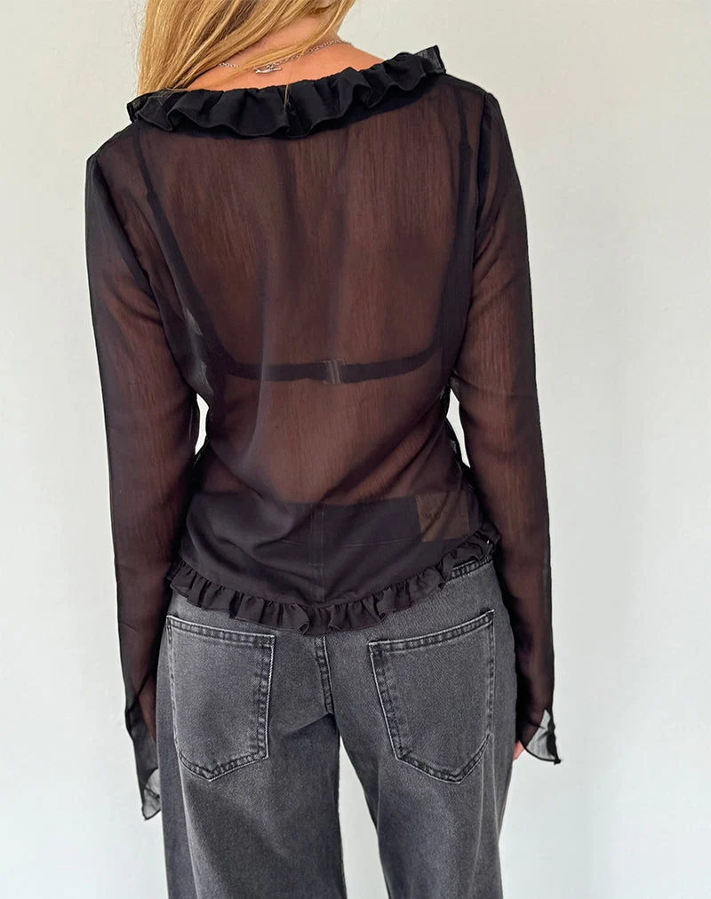 Adriana Rüschentop aus Chiffon Schwarz