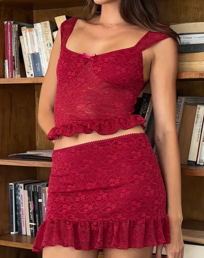 Brietta Cami Top aus tiefroter Spitze