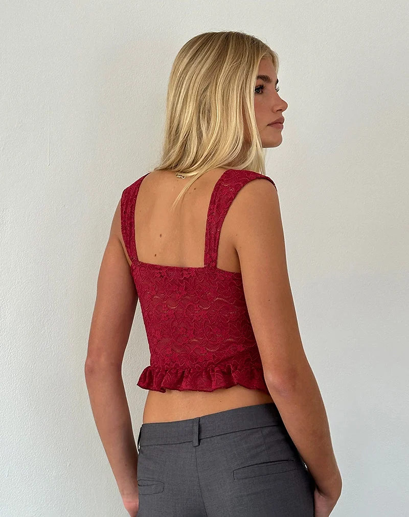 Brietta Cami Top aus tiefroter Spitze