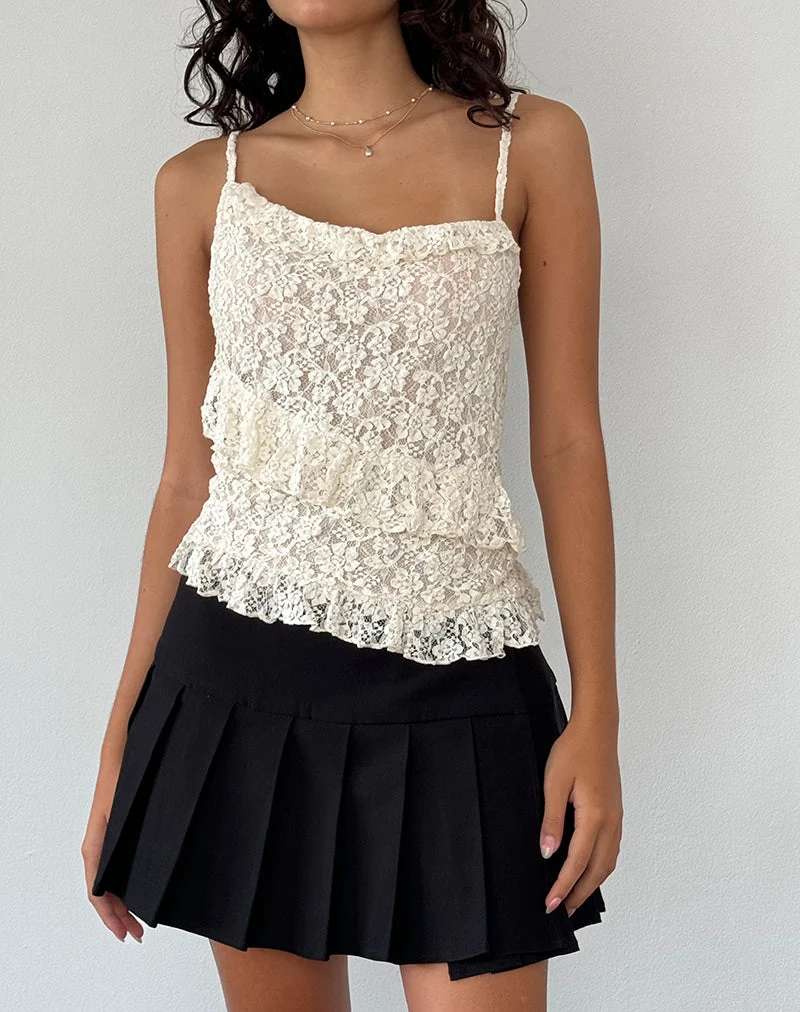 Octavia Asymmetrisches Cami-Top aus Spitze in Elfenbein