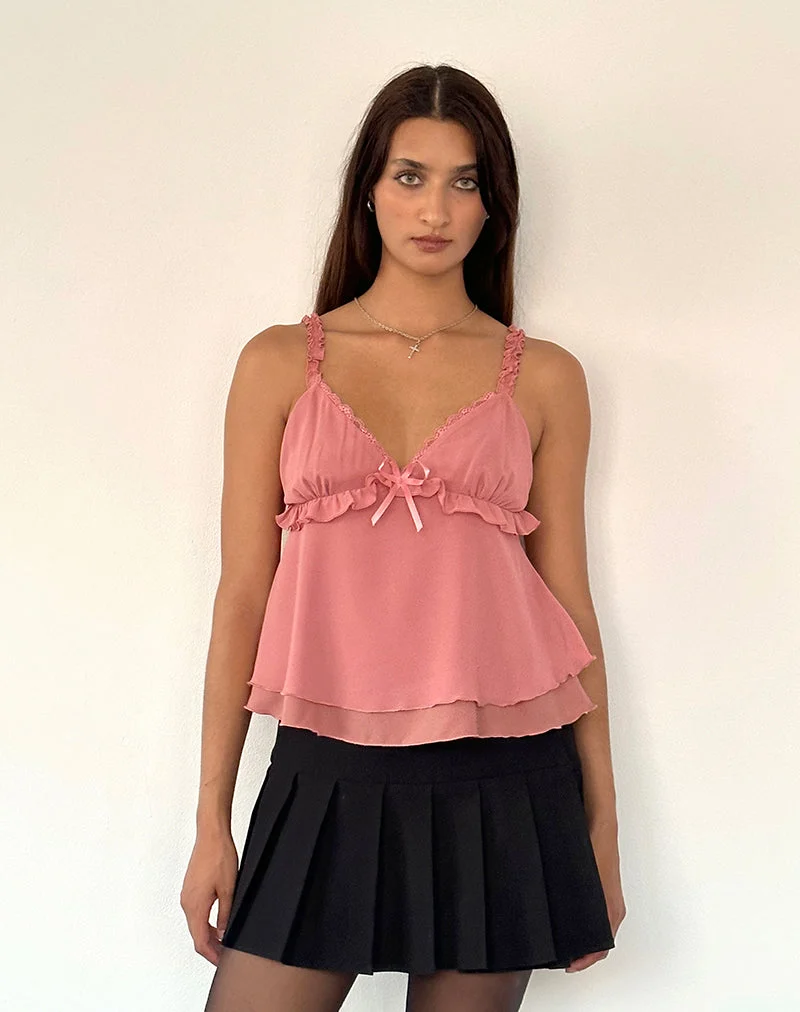Melinda Rüschen-Cami-Top aus Chiffon in Blush
