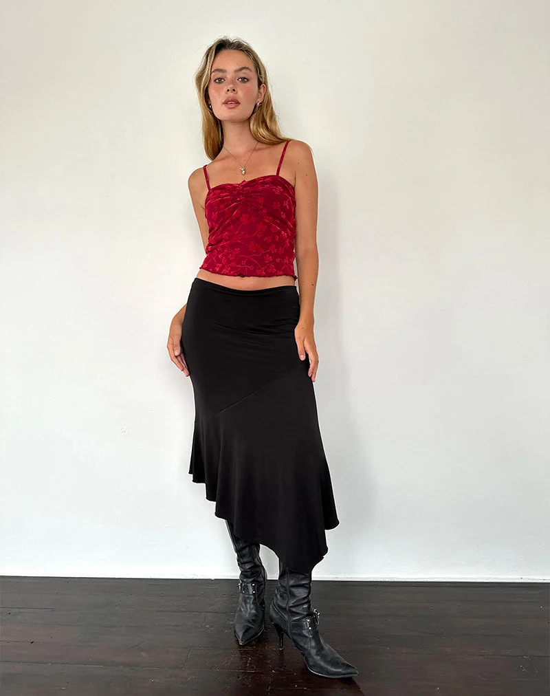 Hali Cami Top in Grunge Floral Flock Rot