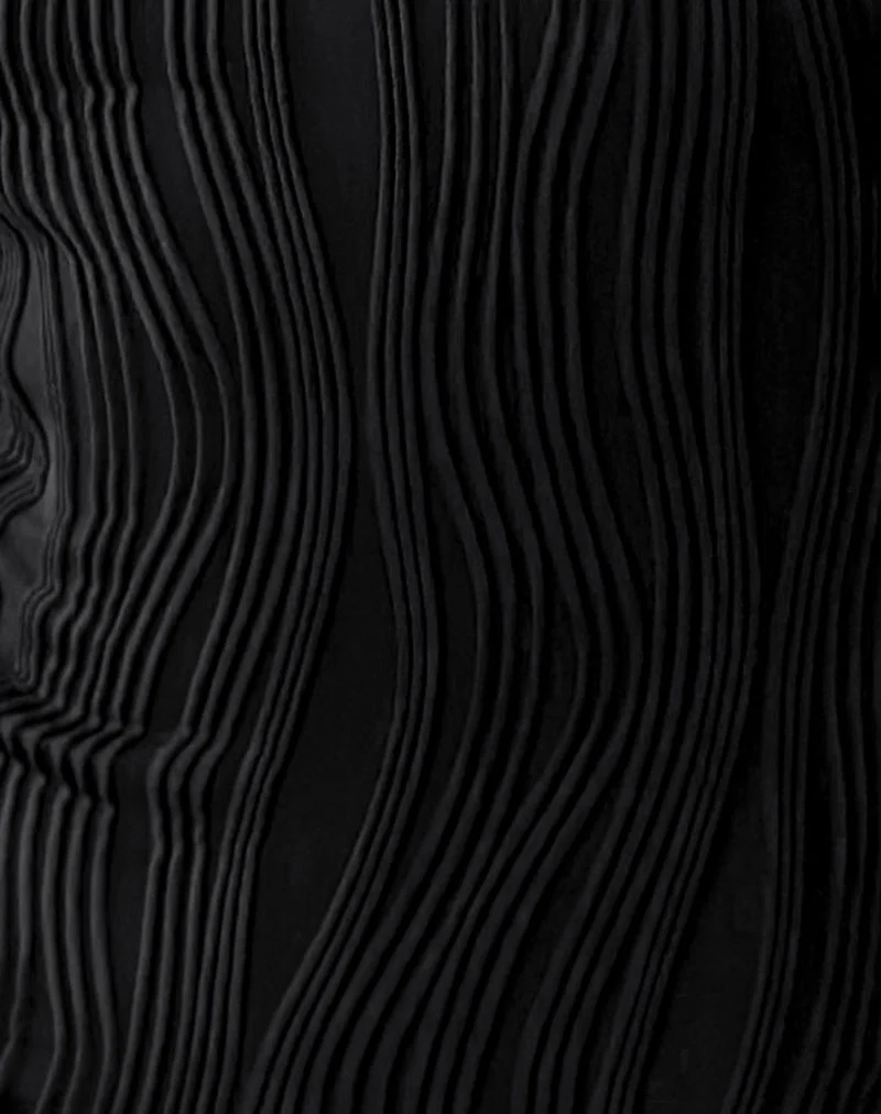 Sevila Langärmeliges Minikleid in Crinkle Schwarz
