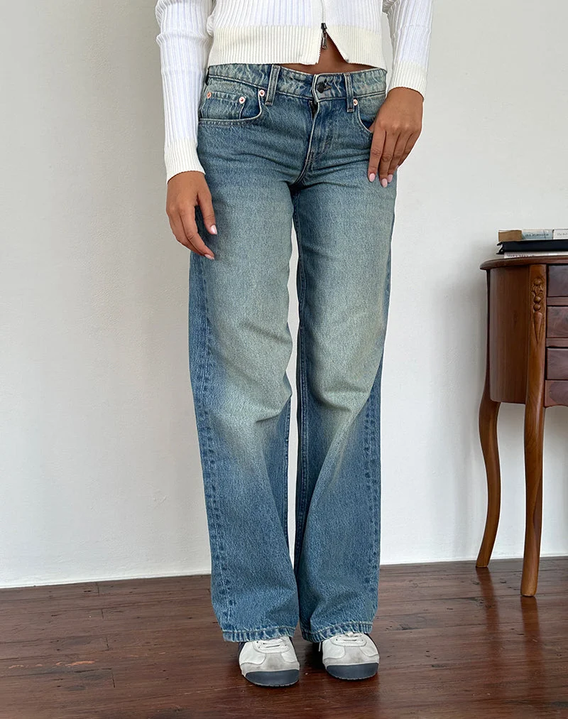 Low Rise Parallel Jeans in Seegrün