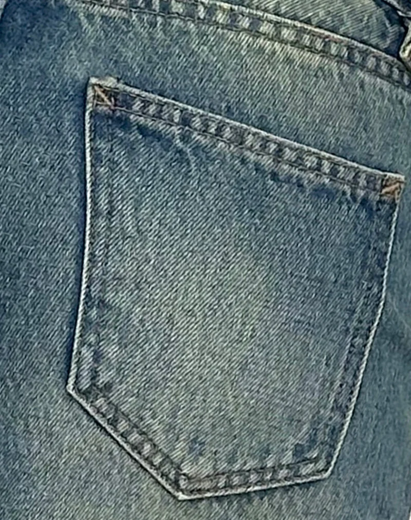 Low Rise Parallel Jeans in Seegrün
