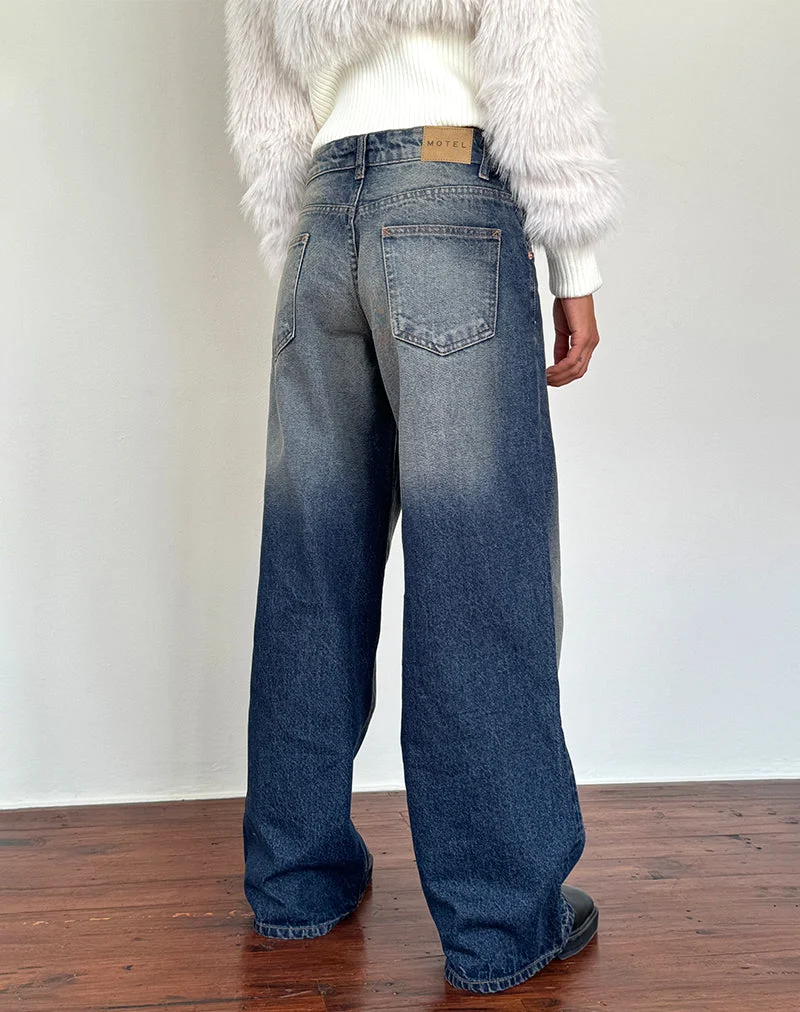 Geräumige extra weite Low Rise Jeans in Amber Wash
