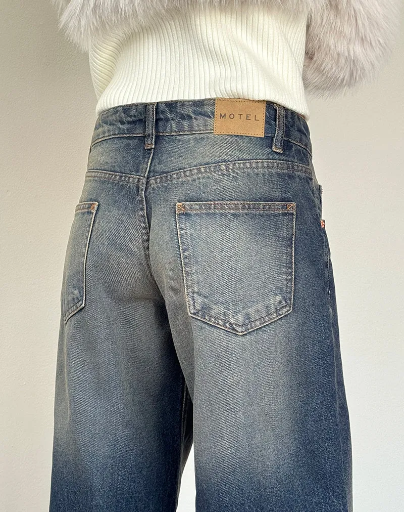 Geräumige extra weite Low Rise Jeans in Amber Wash