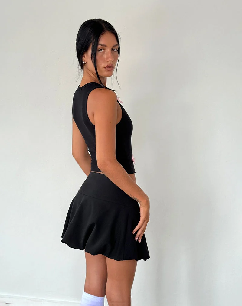 Rave Vest Top in Schwarz mit rosa Schleifen