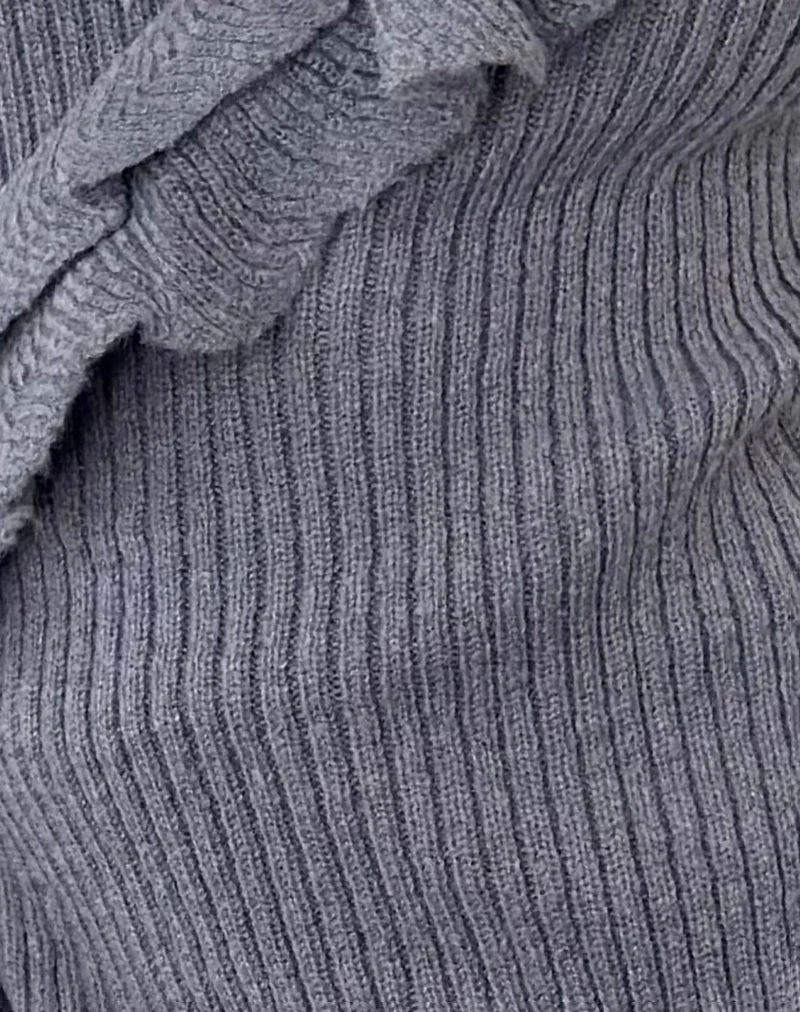 Marianna Langärmeliges gestricktes Minikleid in Dunkelgrau