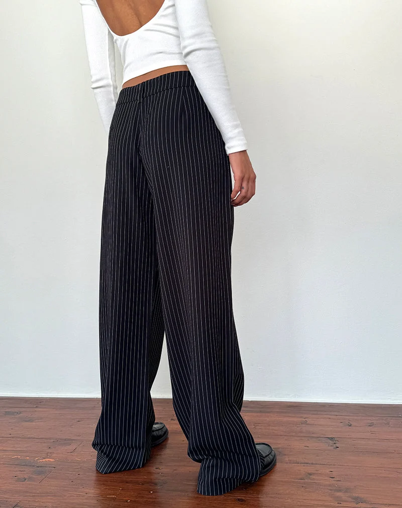 Hondra-Hose in Nadelstreifen Schwarz