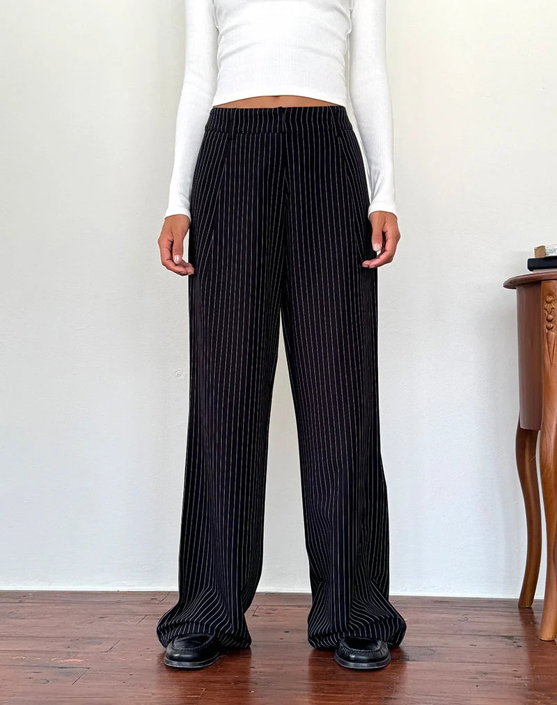Hondra-Hose in Nadelstreifen Schwarz