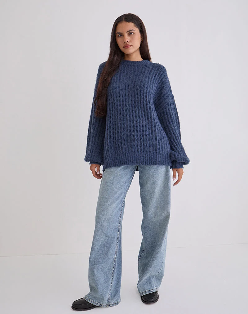 Daren Übergroßer Strickpullover in Navy