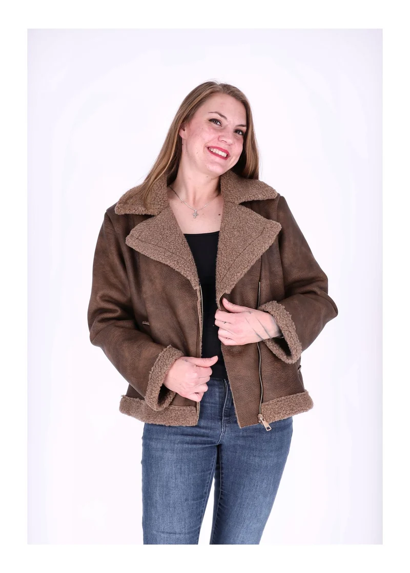 Splash of Color Lederimitat Jacke mit Teddy