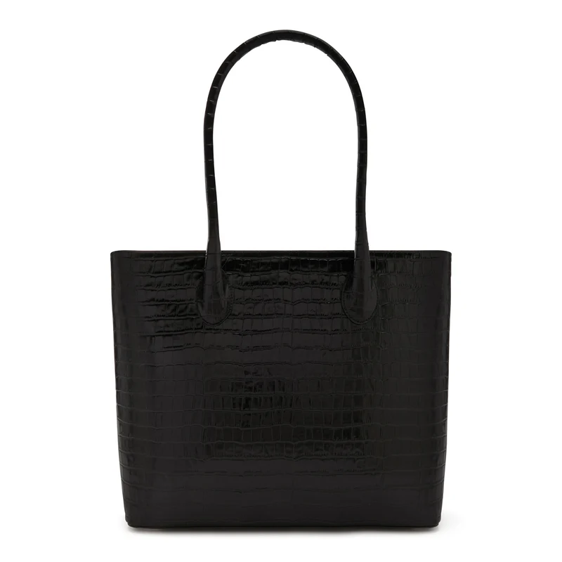 Isabel Bernard Honoré Lysanne Kroko Schwarz Kalbsleder Shopper IB25024