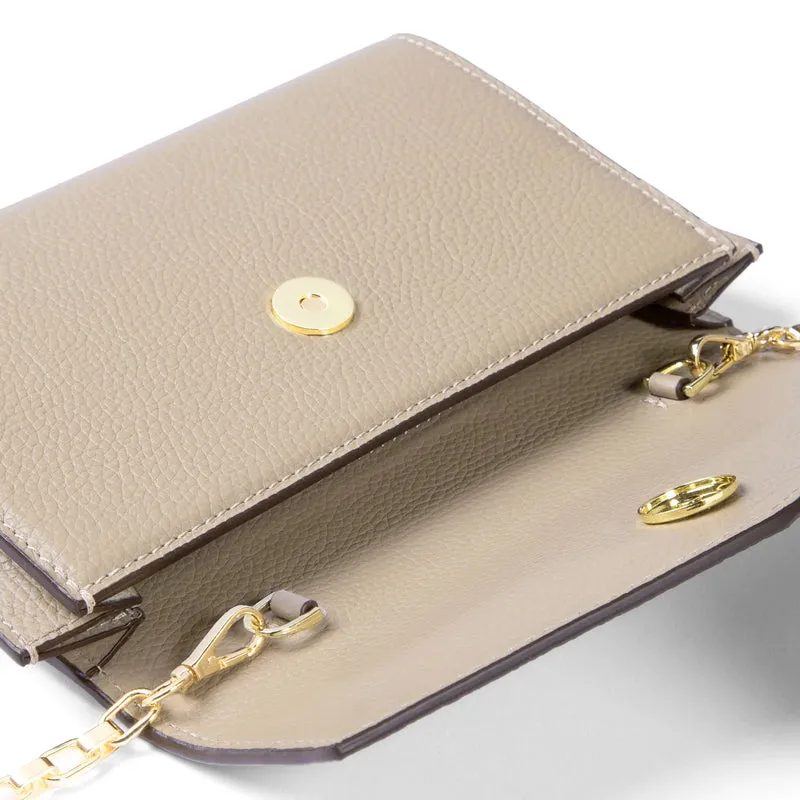 Isabel Bernard Honoré Lina Beige Clutch Mit Abnehmbarer Schulterkette IB21135-072