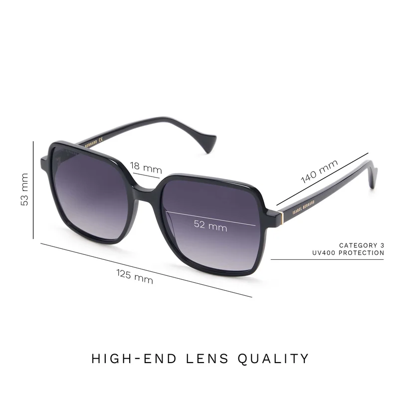 Isabel Bernard La Villette Rene Schwarz Quadratisch Sonnenbrille IB400000-01-01
