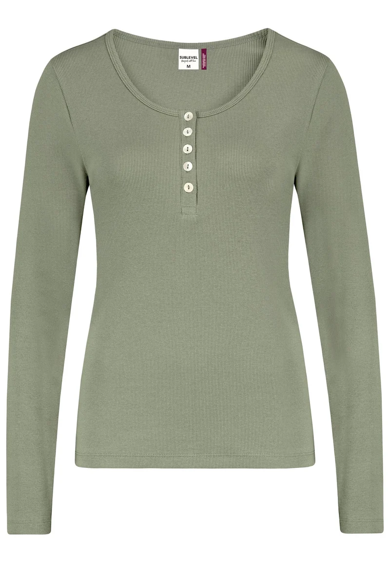 Langarmshirt Damen Knopfleiste