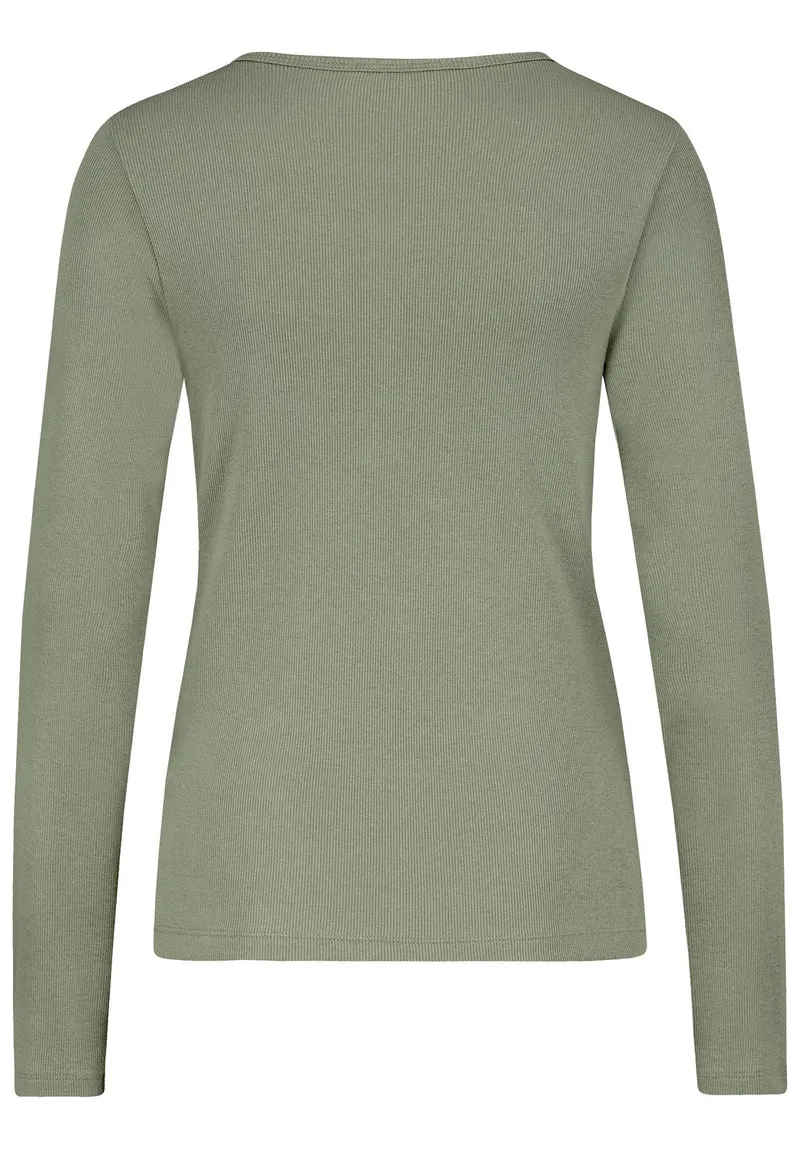 Langarmshirt Damen Knopfleiste