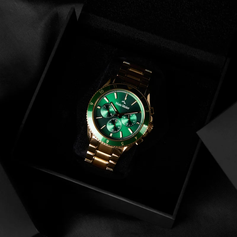 Mats Meier Ponte dei Salti Chronograaf HerrenUhr Goldfarbene und Groen MM00512