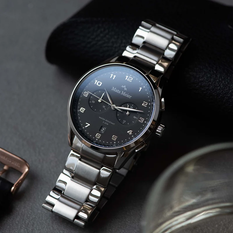 Mats Meier Mont Vélan Chrono Schwarz/Silberfarbene Uhr MM10004