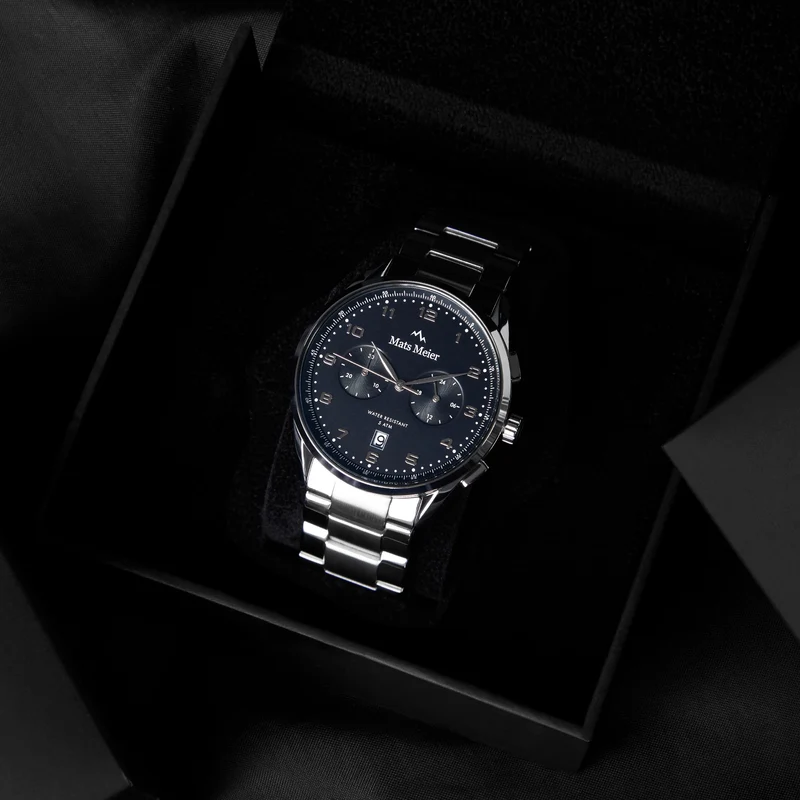 Mats Meier Mont Vélan Chrono Schwarz/Silberfarbene Uhr MM10004