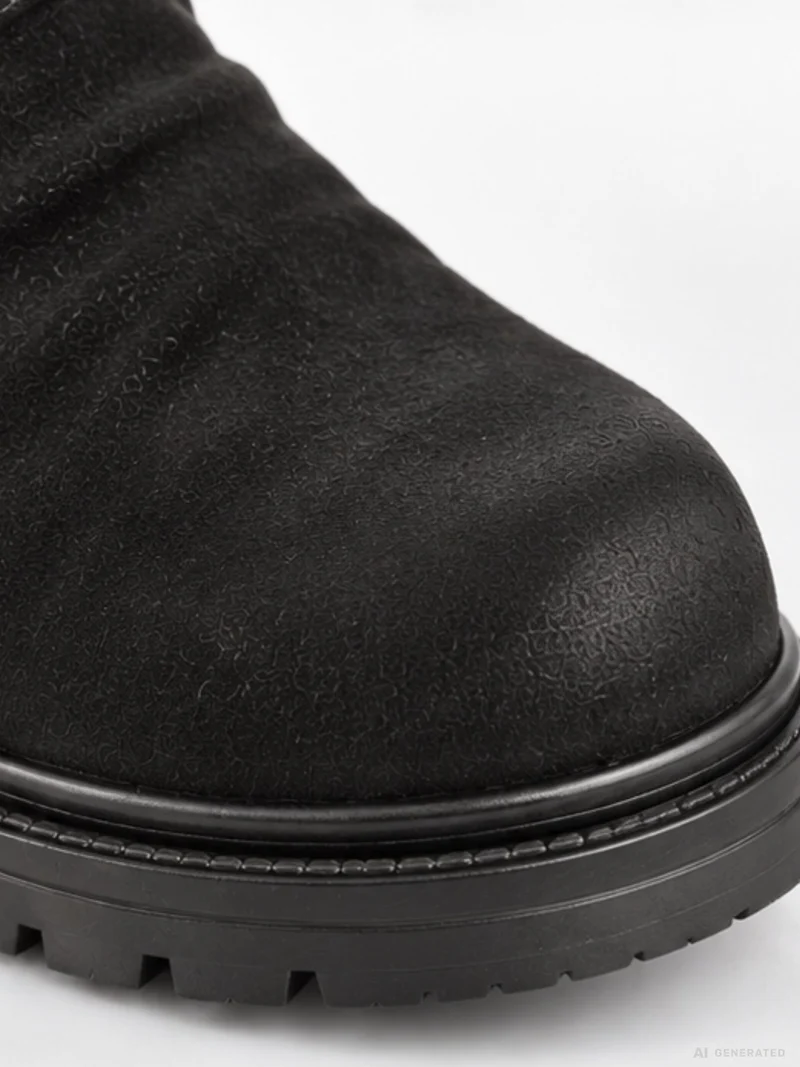 Schwarze Damen Boots mit Leo-Detail