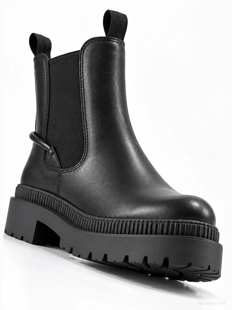 Damen Chelsea Boots in Schwarz mit Chunky-Sohle