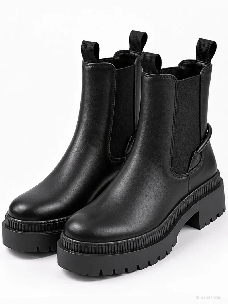 Damen Chelsea Boots in Schwarz mit Chunky-Sohle