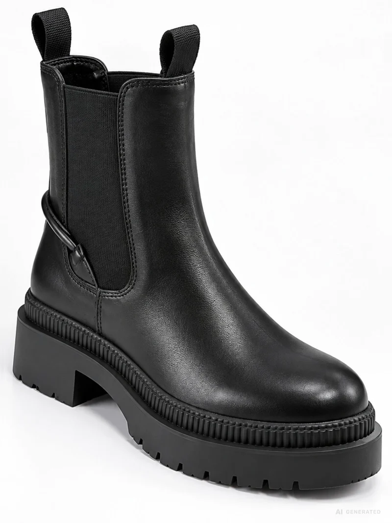 Damen Chelsea Boots in Schwarz mit Chunky-Sohle