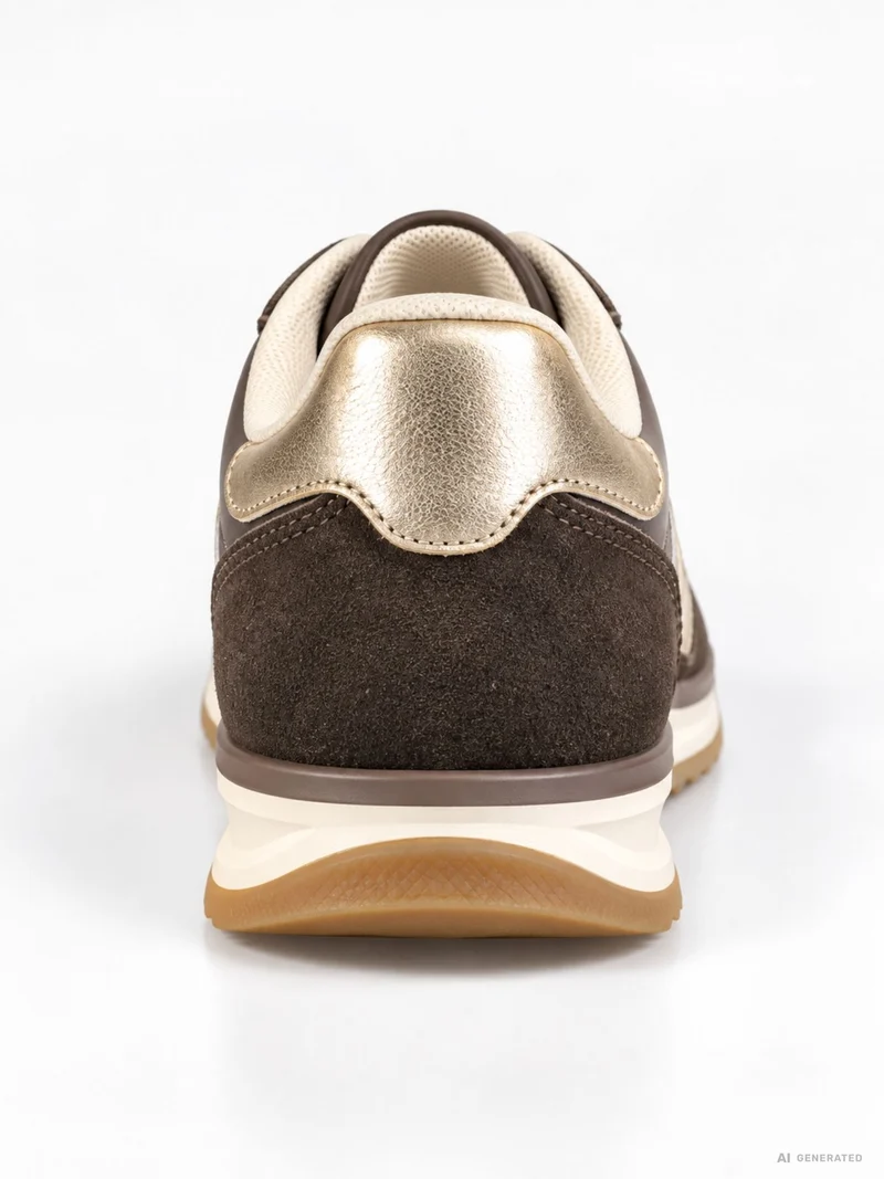 Damen Retro Sneaker in Braun mit Metallic-Details/Retro Look