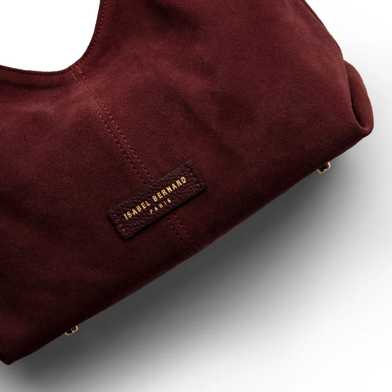 Isabel Bernard Honoré Grace Mini bordeauxrote Wildleder-Handtasche IB21132-152